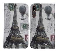 TienJueShi Tour Eiffel Support à Rabat Coque Étui TPU Silicone Couverture Protecteur Housse pour Doro 8050 Plus 5.7 inch Case Portefeuille Cover Cuir