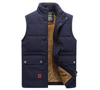 TienNew Hommes Grandes Tailles M-7XL Veste sans Manches en Polaire, col Droit, Poches zippées, Pour Sports Ski Golf Chasse Pêche Voyages Randonnée Bleu