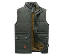 TienNew Hommes Grandes Tailles M-7XL Veste sans Manches en Polaire, col Droit, Poches zippées, Pour Sports Ski Golf Chasse Pêche Voyages Randonnée