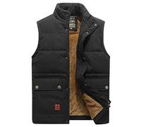 TienNew Hommes Grandes Tailles M-7XL Veste sans Manches en Polaire, col Droit, Poches zippées, Pour Sports Ski Golf Chasse Pêche Voyages Randonnée, Noir