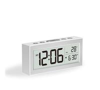 TIEOAXFT Horloge de Bureau numérique LCD rétro, réveil for Chambres, Voyage, Affichage la température, rétroéclairage, Calendrier, Fonctionne avec Piles(Chrome)