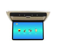 TIEOAXFT Moniteur de Toit de Voiture 13,3 Pouces, écran Rabattable 1080p HD, Lecteur MP5, écran IPS avec éclairage ambiant 16 Couleurs(Beige)