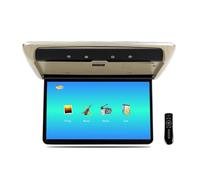 TIEOAXFT Moniteur de Toit de Voiture 14 Pouces, écran Rabattable 1080p, vidéo HD, Lecteur MP5, écran IPS avec éclairage ambiant 16 Couleurs, USB, SD(Beige)