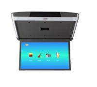 TIEOAXFT Moniteur de Toit de Voiture 15,6 Pouces, écran Rabattable 1080p, vidéo HD, Lecteur MP5, écran IPS avec lumière ambiante Bleue(Grey)