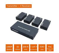 TIEOAXFT Répartiteur 1x7 Extender 60m 1x2 UTP Cat5e Cat6 1080P RJ45 Splitter extenseur Émetteur Récepteur(One TX and Four RX)