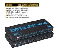 TIEOAXFT Répartiteur de Matrice Compatible 4x4 avec SPDIF et commutateur Compatible HDR 3,5 mm L/R 4x2 prenant en Charge HDCP 2. Arc 3D 4K à 60 Hz(ZY-HM44)