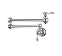 TIEOAXFT Robinet de Cuisine Pliable en Or brossé, Robinet d'eau Froide Simple à Montage Mural, Bec pivotant et Pliable en Laiton, Robinet de Remplissage de Casserole(Chrome)