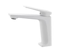TIEOAXFT Robinet de lavabo à Eau Chaude et Froide, mitigeur de Salle de Bain monotrou à poignée Unique, système de mitigeur de Salle de Bain monté sur Le Pont(Matt White)