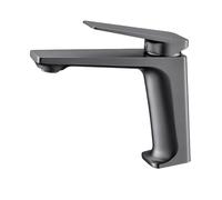 TIEOAXFT Robinet de lavabo à Eau Chaude et Froide, mitigeur de Salle de Bain monotrou à poignée Unique, système de mitigeur de Salle de Bain monté sur Le Pont(Gunmetal)