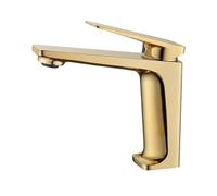 TIEOAXFT Robinet de lavabo à Eau Chaude et Froide, mitigeur de Salle de Bain monotrou à poignée Unique, système de mitigeur de Salle de Bain monté sur Le Pont(Polished Gold)