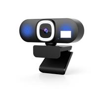 TIEOAXFT Webcam HD 4K V32AFL avec Microphone, Cadrage Automatique, éclairage de Remplissage réglable et Protection la Vie privée
