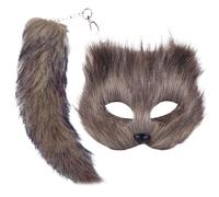 Tier Cosplay Set - Masque Animal Avec Queue | Costume De Jeu De Jeu De Rôles De Tier | Pelziges Tenue Pour Femmes, Demi-couverture De Visage Avec Les Oreilles, Carnaval Des Accessoires Masqués