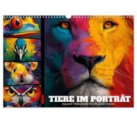 Tiere im Porträt - Aquarell Tierkalender für die ganze Familie (Wandkalender 2026 DIN A3 quer), CALVENDO Monatskalender: Farbenfroher Tierkalender und ... Tierwelt für Zuhause und Büro.