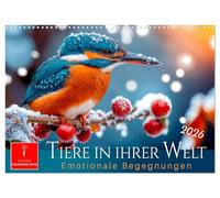 Tiere in ihrer Welt (Wandkalender 2026 DIN A3 quer), CALVENDO Monatskalender: Tierische Momente in der Natur - nah und berührend.