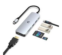 Tiergrade Adaptateur multiport USB C avec écran 4K, chargeur PD 100 W, 1 port USB-A3.0 avec 5 Gbit/s de données, 1 port USB-A, fente SD et micro SD, pour Chromebook Pixel, Dell XPS 13/15 et plus