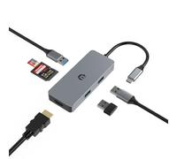 Tiergrade Adaptateur multiport USB C, station d'accueil USB C 6 en 1 avec HDMI 4K, Ethernet, 3 ports USB 3.0, lecteur de cartes SD et micro SD pour Chromebook Pixel, Surface et plus encore
