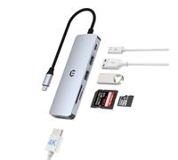 Tiergrade Hub USB C 6 en 1, adaptateur multiport USB C avec écran HDMI 4K, 100 W PD, USB3.0, USB 2.0, lecteur de carte SD TF, station d'accueil multiport pour ordinateurs portables de type C