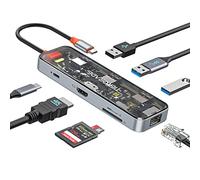 Tiergrade Hub USB C, Adaptateur USB C 8 en 1 avec HDMI 4K, 100 W PD, 2 USB-A 5 Gbit/s, USB 2.0, Lecteur de Carte TF/SD, Station d'accueil USB C pour MacBook Air/Pro, XPS et Plus d'appareils de Type C