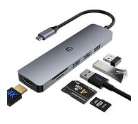 Tiergrade Hub USB C, station d'accueil USB C 6 en 1 avec port HDMI, port USB 3.0-A avec 5 Gbit/s, fente pour carte SD et TF, compatible avec MacBook, iPad Pro, HP, Dell, Surface, Chromebook et plus