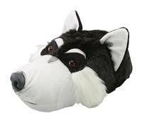Tierhausschuhe Husky Wolf Tier Hausschuhe Pantoffel Puschen Schlappen Kuscheltier Plüsch Unisex Schwarz 36-48, TH-Wolf, Schuhgröße 45/46