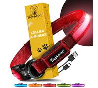 Tierhood Collier Lumineux Chien Rechargeable USB - Collier LED Chien étanche - Collier Lumineux pour Chien la Nuit - Haute visibilité sécurité - Rouge S