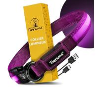 Tierhood Collier Lumineux Chien Rechargeable USB - Collier LED Chien étanche - Collier Lumineux pour Chien la Nuit - Haute visibilité sécurité - Violet S