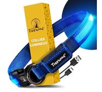 Tierhood Collier Lumineux Chien Rechargeable USB - Collier LED Chien étanche - Collier Lumineux pour Chien la Nuit - Haute visibilité sécurité - Bleu L