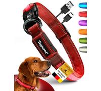 Tierhood Collier lumineux pour chien - Collier lumineux pour petits et grands chiens - Collier LED rechargeable - Durable, résistant aux intempéries et confortable - Idéal pour les promenades