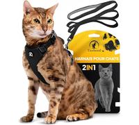 Tierhood Harnais pour Chat avec Laisse - Anti-évasion pour Chat Adulte et Chaton - Liberté contrôlée - Noir, Taille S