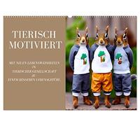 Tierisch motiviert (Wandkalender 2026 DIN A2 quer), CALVENDO Monatskalender: Mit neuen Lebensweisheiten in tierischer Gesellschaft zu einem besseren Lebensgefühl.