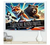 Tierische Rennfahrer - Mit Tieren im Oldtimer durch das Jahr (hochwertiger Premium Wandkalender 2026 DIN A2 quer), Kunstdruck in Hochglanz: Tiere im Rennen: Ein Jahr voller Tempo