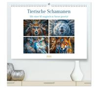 Tierische Schamanen (hochwertiger Premium Wandkalender 2026 DIN A2 quer), Kunstdruck in Hochglanz: Tierische Schamanen, sind faszinierende Wesen, die in den Tiefen der Natur verborgen sind.