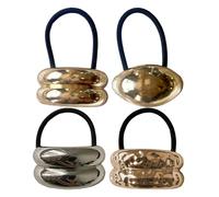 Ties de cheveux en métal - 4x cordes de cheveux géométriques | Pointes de cheveux élastiques et porte-queue de cheval avec finition dorée pour femmes, bandes de cheveux décoratives réutilisables pour