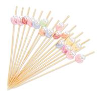 TIESOME 100 pics à Pique Cocktail, 11.9 cm Cure Dents Pique Aperitif décoratifs en Bambou Multicolores Pour Entrées Fêtes Saint Valentin Nourriture et Boissons