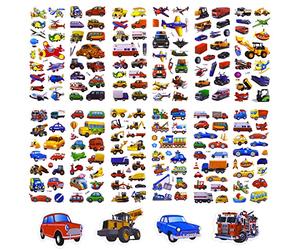 TIESOME 12 Gommettes Autocollantes, 3D Gomettes Autocollant Enfant Feuilles D'autocollants De Voitures Et De Camion pour Enfants Autocollants De Récompense pour Enseignant Décoration De Bricolage