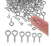 TIESOME 3 Tailles Petites Épingles à Oeil à Vis, 300 PCS Argent Petites Épingles à Oeil en Métal Crochets Vis à Oeillet Peg Mini Vis Autotaraudeuses Fermoirs Filetés Crochets
