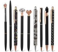 TIESOME 9 Pièces Cute Ballpoint Pens Set, violet Fancy Stylos Bling Glitter métal pour la journalisation à l'encre noire stylos rétractables cadeau pour les femmes filles demoiselle (noir)