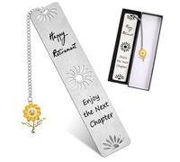 TIESOME Cadeau de retraite avec pendentif en forme de tournesol, marque-page en métal avec boîte cadeau, cadeau d'adieu, cadeau d'adieu, enseignant, Happy Retirement, marque-page personnalisé pour