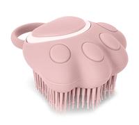 TIESOME Chien Chat Brosse de bain Peigne, silicone Puppy Grooming Brush Soft Pet Nettoyage Brosse de massage Shampooing Distributeur pour massage apaisant Lavage(forme de patte rose)