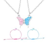 TIESOME Collier meilleur ami pour 2 colliers et bracelets magnétiques assortis pour les meilleurs, ensemble de bijoux d'amitié mignons réglables pour filles adolescentes, anniversaire Noël