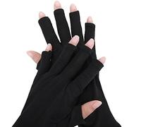 TIESOME Gants de protection UV pour lampe à ongles en gel, gants de protection UV professionnels UPF50+ pour manucures Gants de protection UV sans doigts pour protéger les mains (Noir)