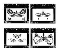 TIESOME Halloween Visage Gemmes à Coller, 4 Feuilles Festival Visage Bijoux Autocollants Strass Cristaux Autocollants Bling Yeux Corps Tatouages Temporaires pour Festival Noël Halloween Fête Décor