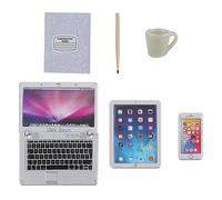 TIESOME Kit miniature 6 pièces 1:12 Décoration de maison de poupée Modèle de meubles Simulations (argent)