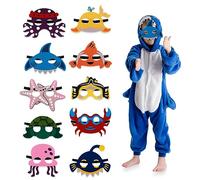 TIESOME Lot de 10 masques en feutre d'animaux marins pour enfants - Décorations de fête sur le thème de l'océan - Corde élastique - Cadeaux de fête d'anniversaire sur le thème de la mer