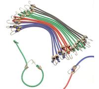 TIESOME Lot de 14 petites sangles d'arrimage avec crochets, 25,4 cm, mini crochets de sangle d'arrimage réglables, multicolores, courtes, en caoutchouc, pour tentes de camping, bâches, vélos
