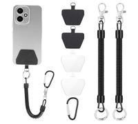 TIESOME Lot de 2 lanières de téléphone - Protection antivol - Pour la randonnée - Avec câble spirale flexible - Cordon universel avec mousqueton - Anti-chute - Convient à la plupart des téléphones