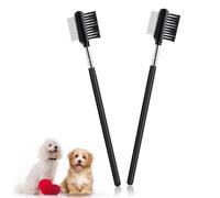 TIESOME Lot de 2 peignes à deux côtés pour enlever les taches de larmes de chien et chat - Pour enlever les croûtes et le mucus