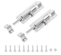 TIESOME Lot de 2 verrous coulissants en acier inoxydable épais de 7,6 cm avec 12 vis multidirectionnelles pour armoires, fenêtres, portails