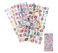 TIESOME Lot de 24 feuilles d'autocollants vintage pour scrapbooking, lettres de l'alphabet et chiffres, autocollants graffiti pour scrapbooking, journal, agenda, album d'art, loisirs créatifs
