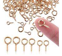 TIESOME Lot de 300 petites épingles à œillets en métal doré - Mini vis autotaraudeuses filetées - Crochets pour la fabrication de bijoux, les loisirs créatifs, les décorations à suspendre - 3 tailles
